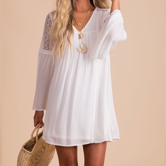 light/sage green boho dress - medium, mini, bell sleeve, boho, sundress - Picture 2 of 10